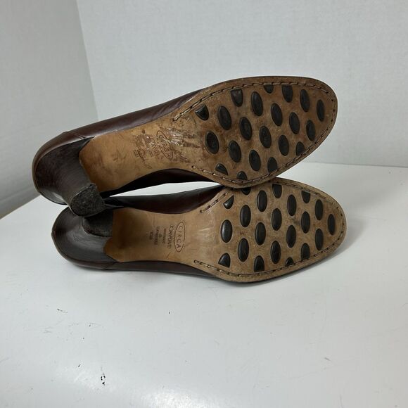 Circa Joan & David Brown Leather Woven Vamp Loafer Style Pumps Size 10M - Picture 8 of 13